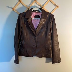 Beautiful Wilson Leather brown jacket with pink interior!